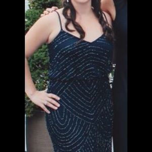 Adrianna Papell Blouson Gown in Navy