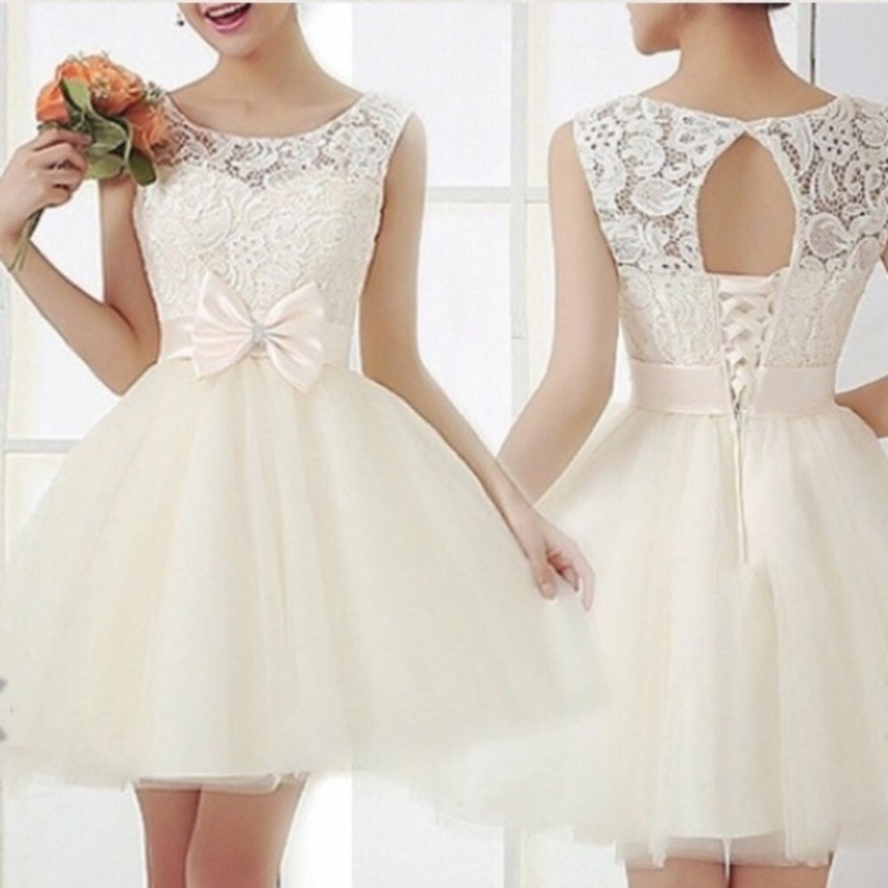 NEW Cichic Formal Beige Lace Tulle Dress