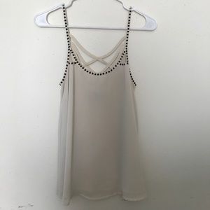 Ivory embellished cross back tank