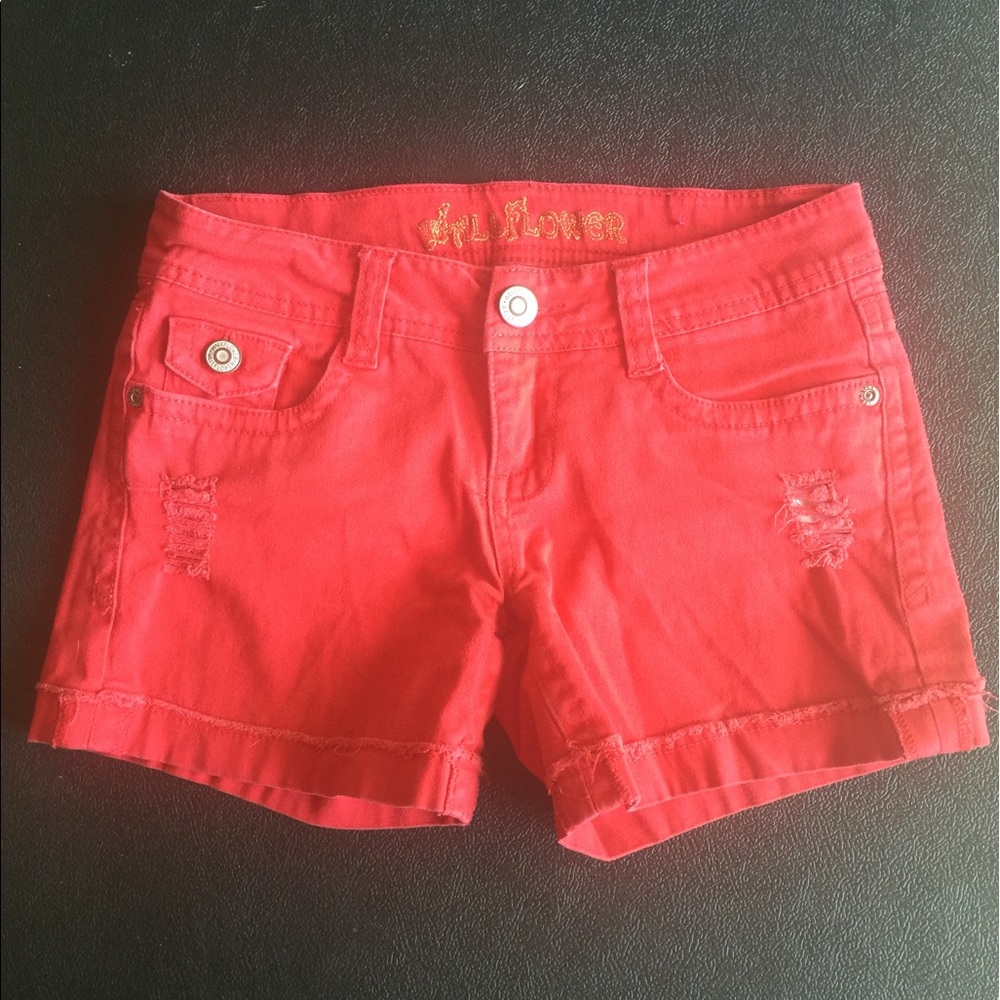 WallFlower Red Jean Shorts