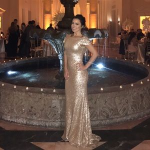 Bridesmaid Long dress - Gold Sequin