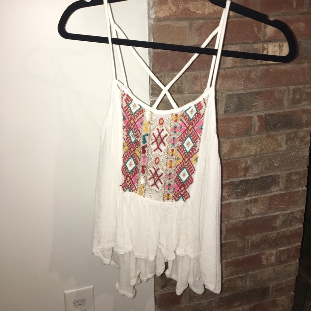 White embroidered tank