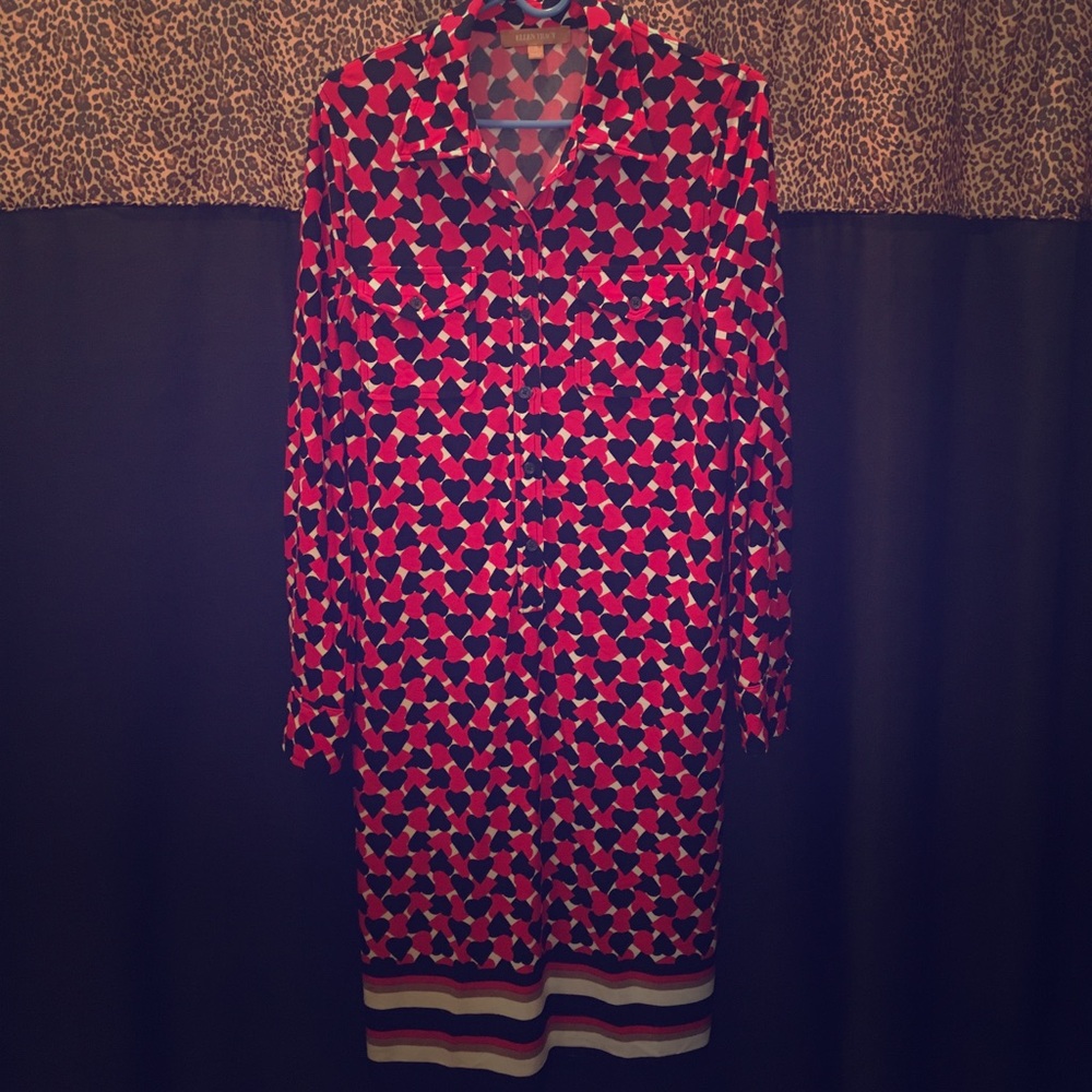 Ellen Tracy Long Sleeve Heart Dress