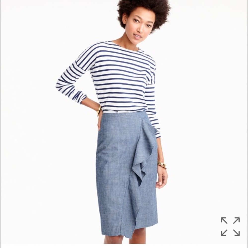 J. Crew chambray ruffle skirt - this season! 💕☀️