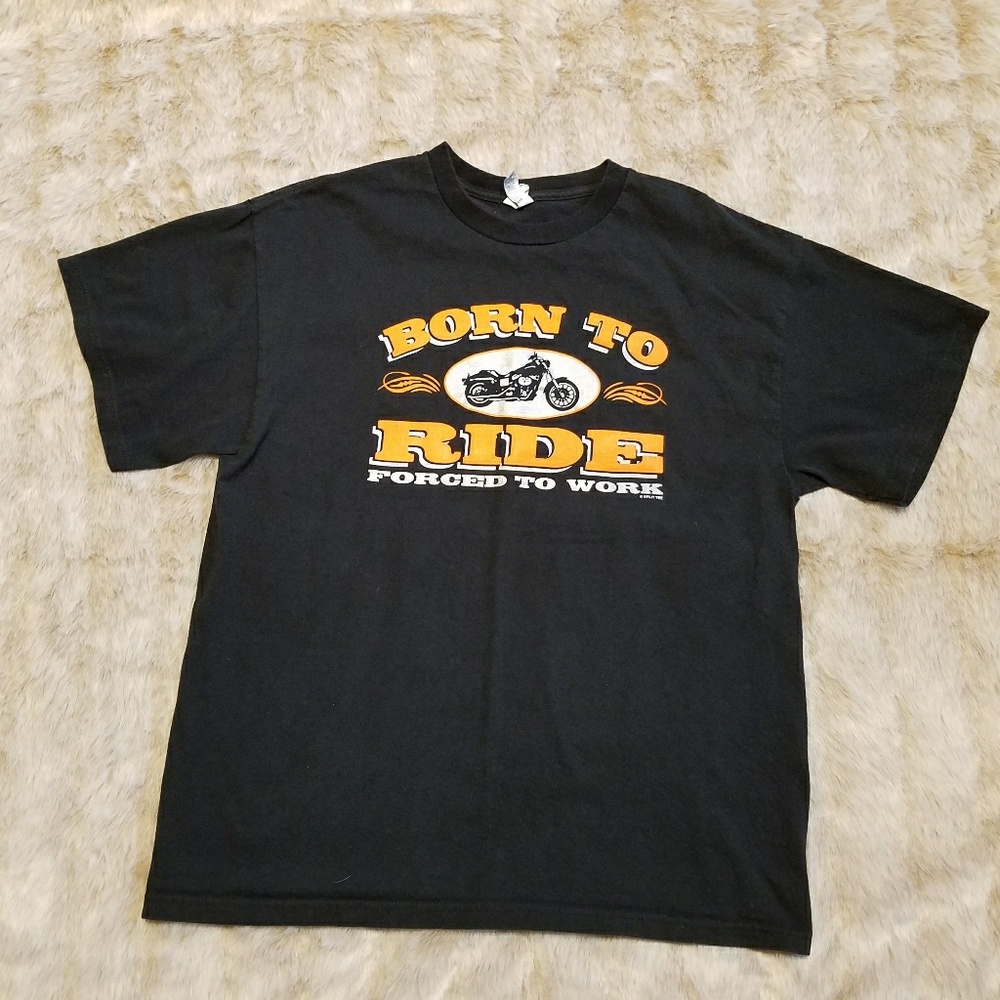 BORN TO RIDE Forced to Work Black T-shirt L