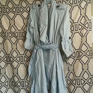 Nordstrom Roll SLV Wing Collar Wrap Chambray M