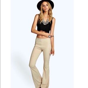 Faux suede beige bell bottom leggings