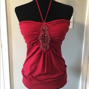 Red Beaded Cache Top