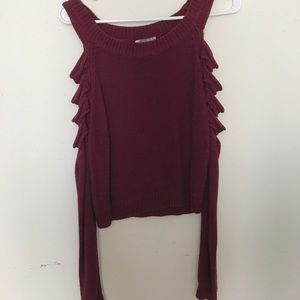 Open Shoulder Shirt Red sweater