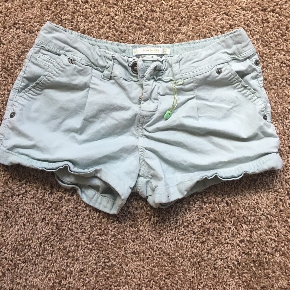 Bershka faded green shorts