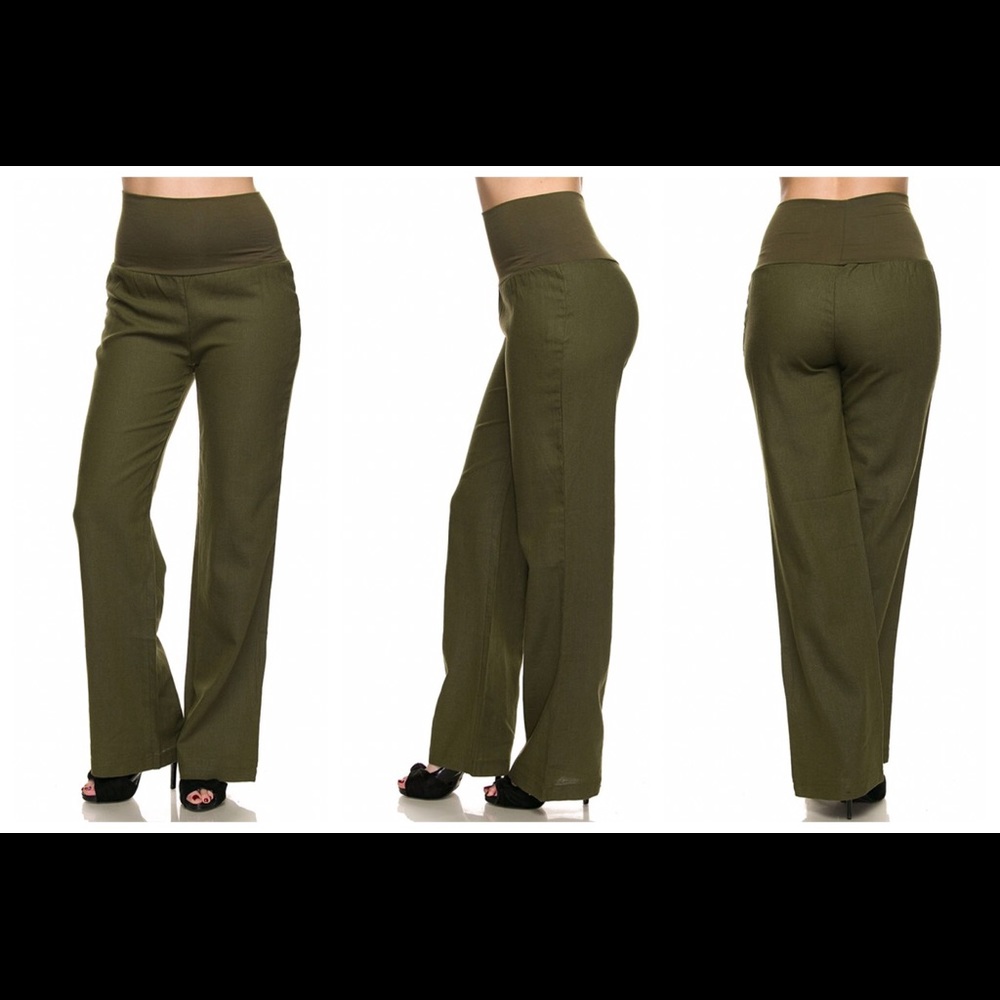 Olive linen pants