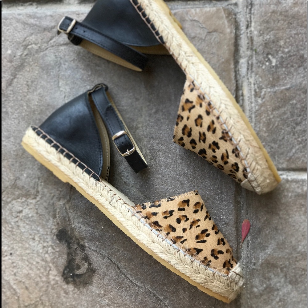 Pony Cheetah Print Hair Espadrille Leather Sandal - Picture 5 of 7