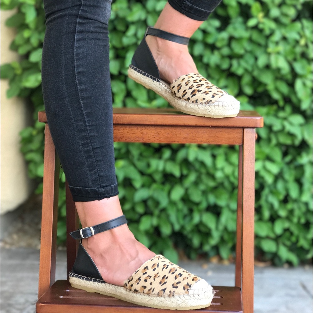 Pony Cheetah Print Hair Espadrille Leather Sandal - Picture 2 of 7