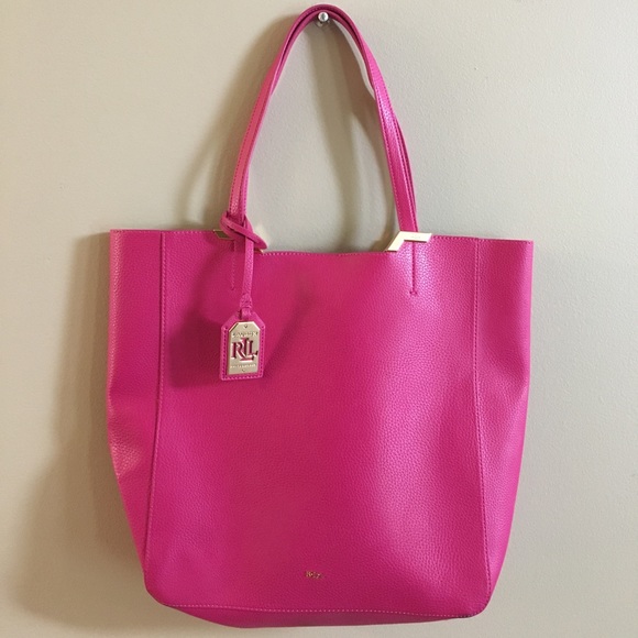 lauren ralph lauren acadia leather tote ralph lauren navy blue bag