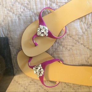 Giuseppe Zanotti purple suede rhinestone sandals