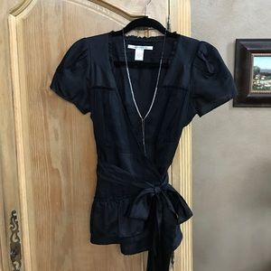 Diane von Furstenberg Black Wrap Top