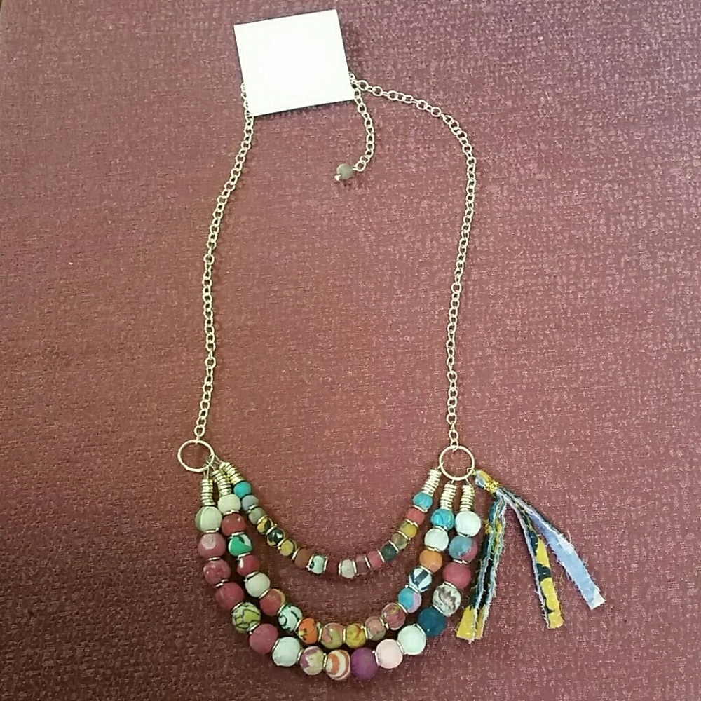 Fair Trade Recycled Sari necklace from India