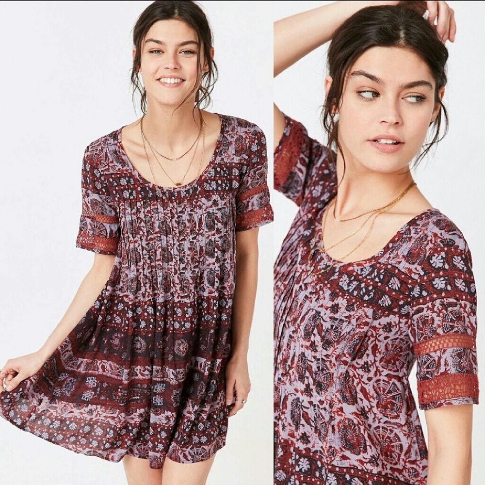 Ecote Boho Pintucked Frock Dress