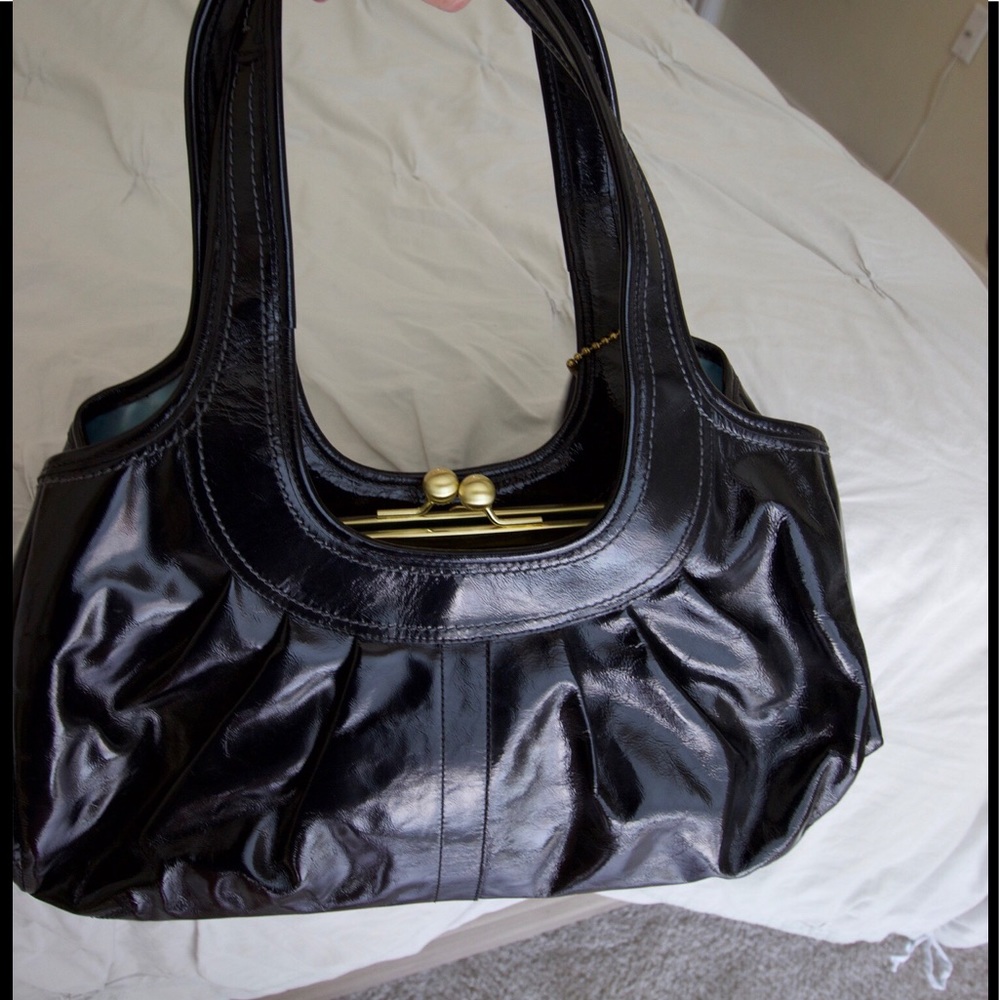 Authentic black patent leather Coach purse