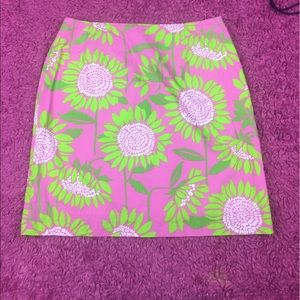 Lilly Pulitzer Skirt Pink and Green Sunflower 8