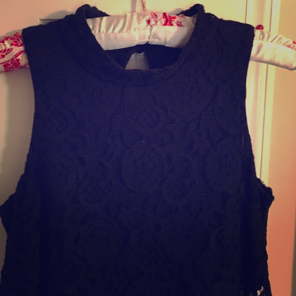 Lacey mock neck dress, ab showing sheer details
