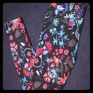 New Lularoe OS Floral leggings! Black background