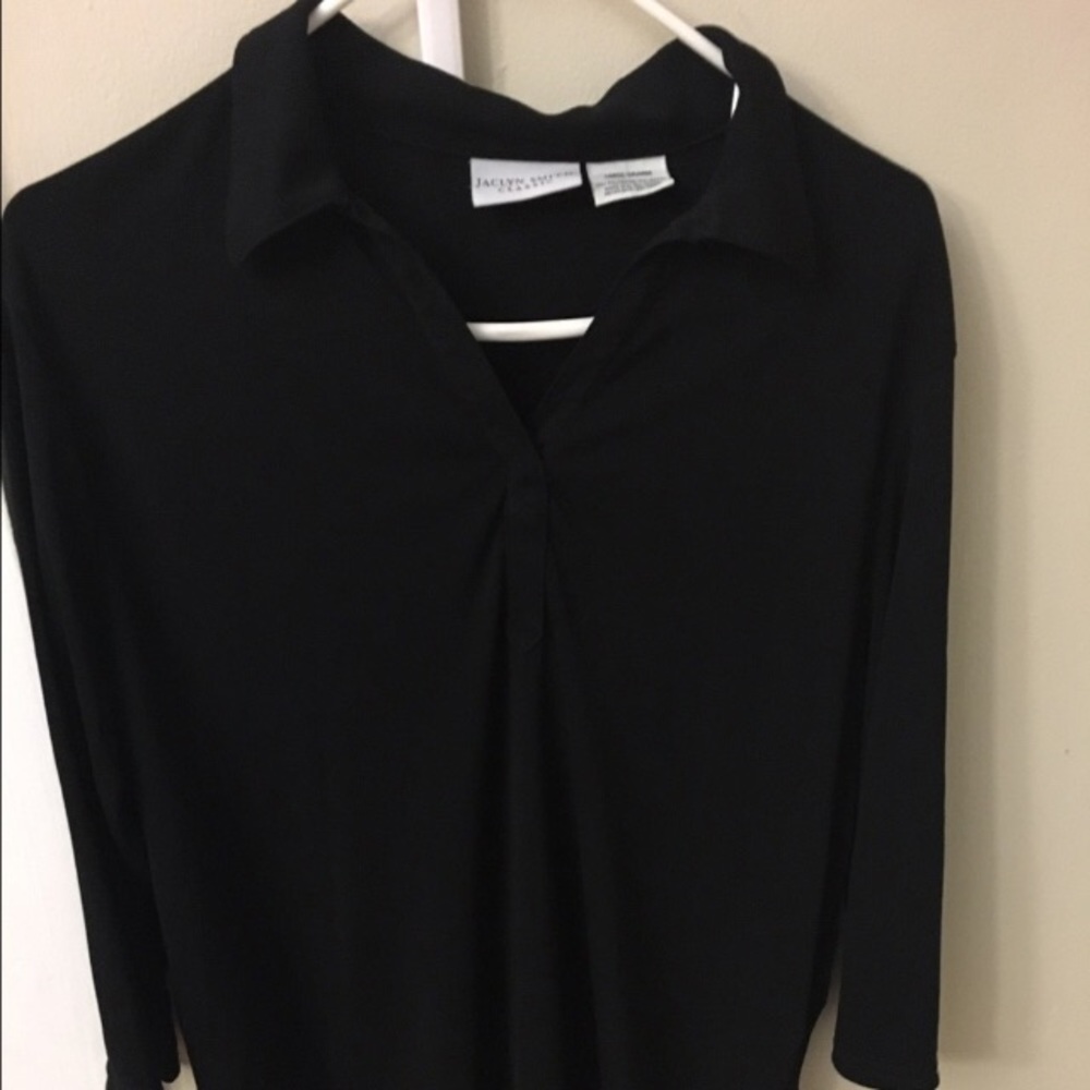 Jaclyn Smith Classic 3/4 Sleeve Black Blouse