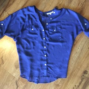 Sheer blue button down