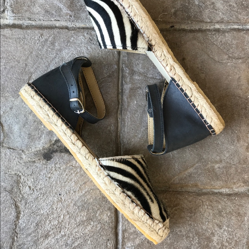 Zebra Print Pony Hair Leather Espadrille - Picture 2 of 5