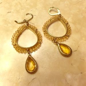 Lever-back golden drop earrings