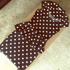 Retro Fitted Peplum Polka Dot Dress