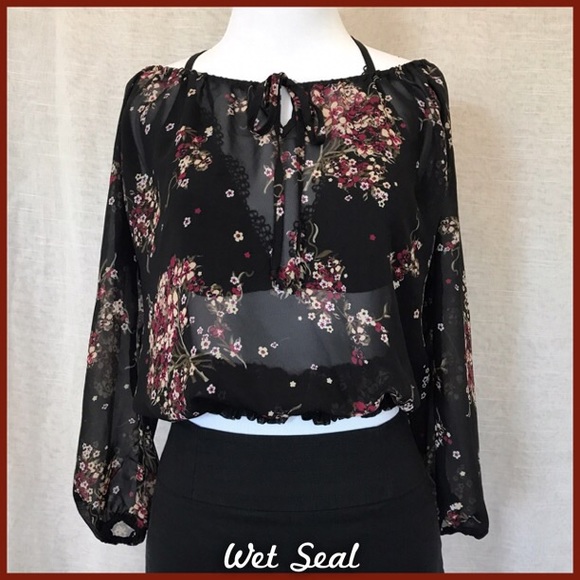 Wet Seal Tops - Sheer Floral Top