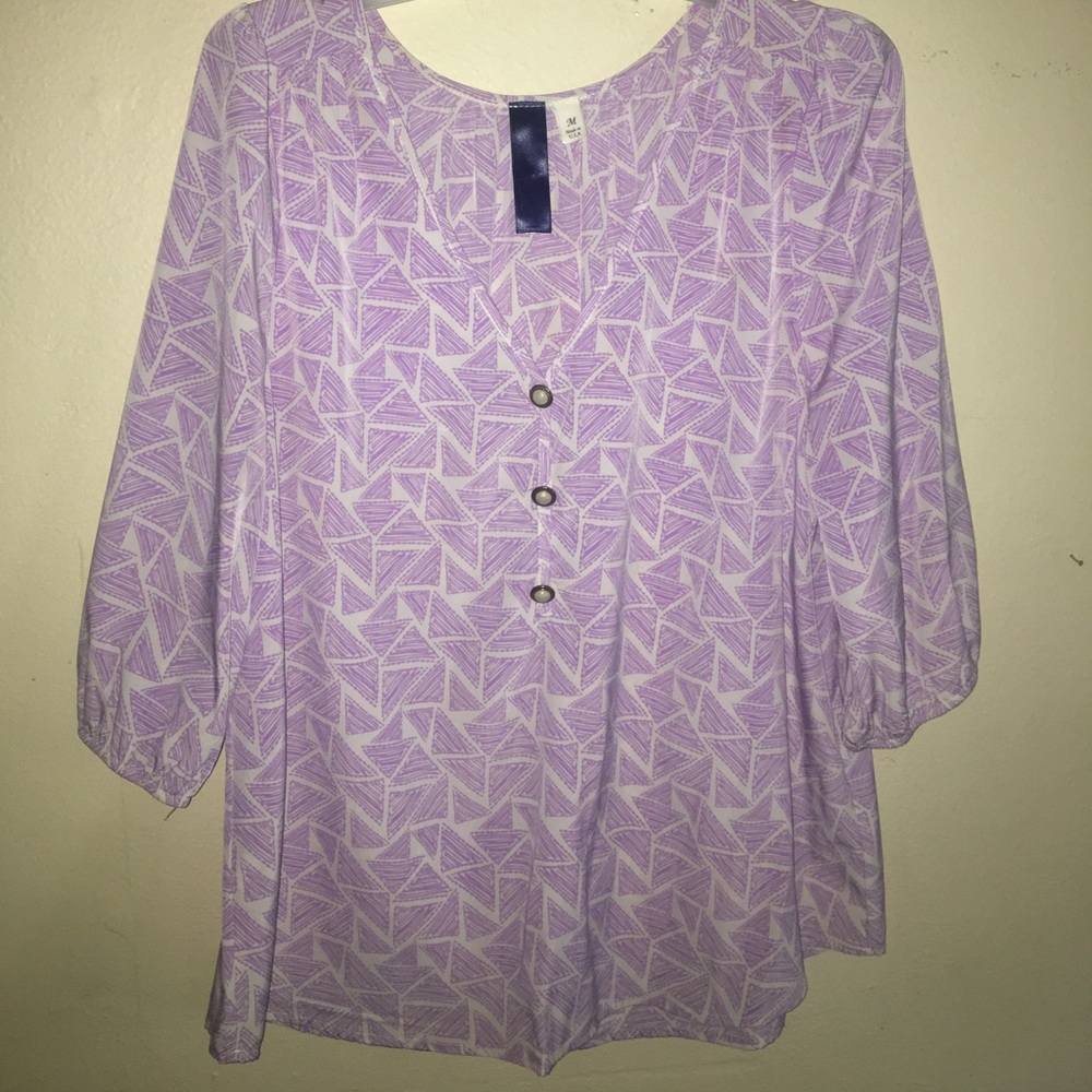 Lavender and white blouse