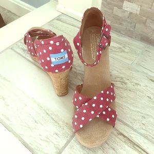 Red Polka Dot Wedge TOMS