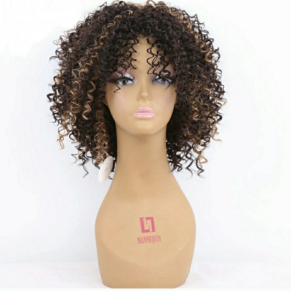 Natural kinky synthetic wig