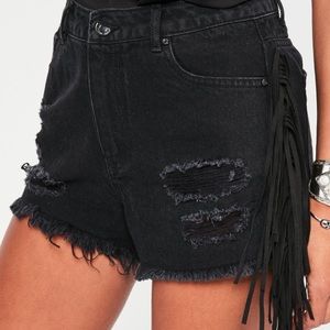 Black fringe Jean shorts