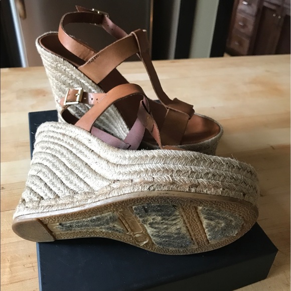 Delman Women Delman wedges with tan leather size 71/2