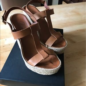 Delman wedges with tan leather size 71/2