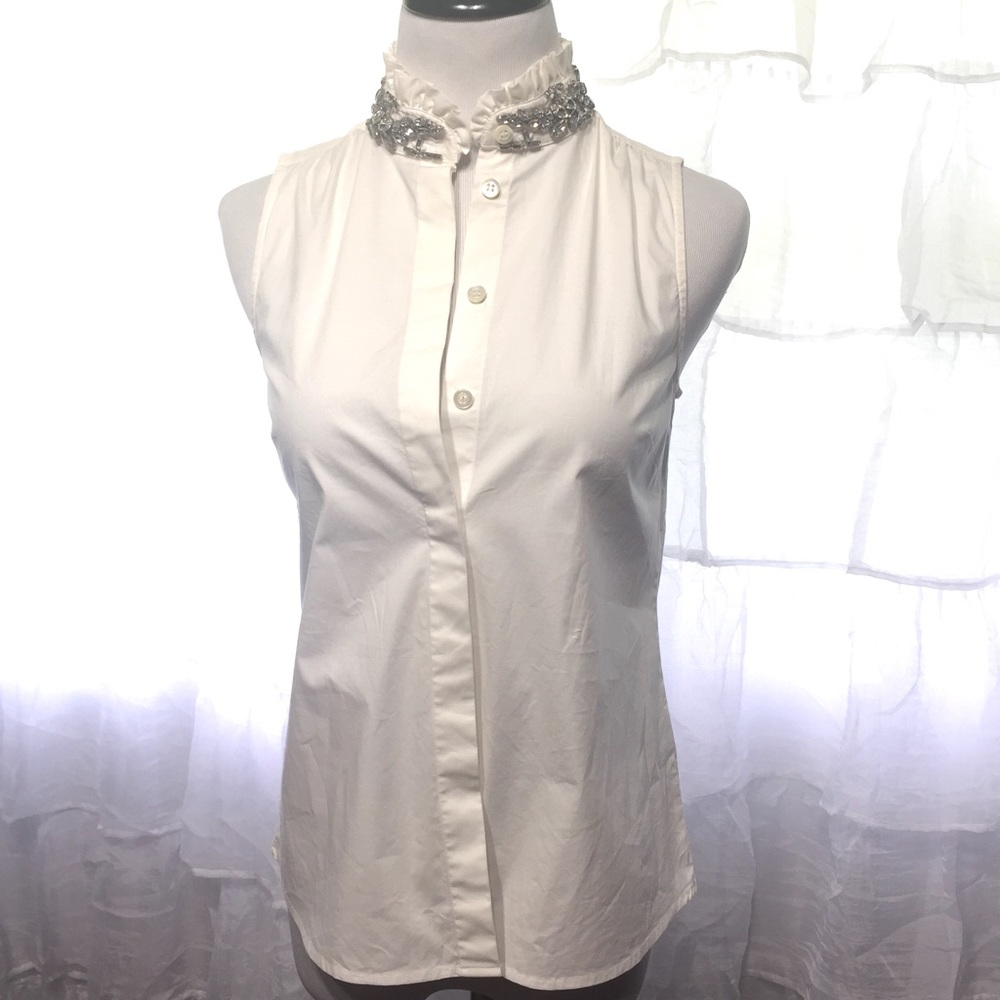 J. Crew Sleeveless Button-Up with Collar Detail