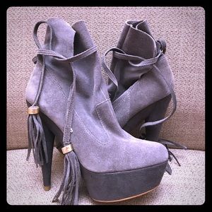 Genuine suede booties Like New
