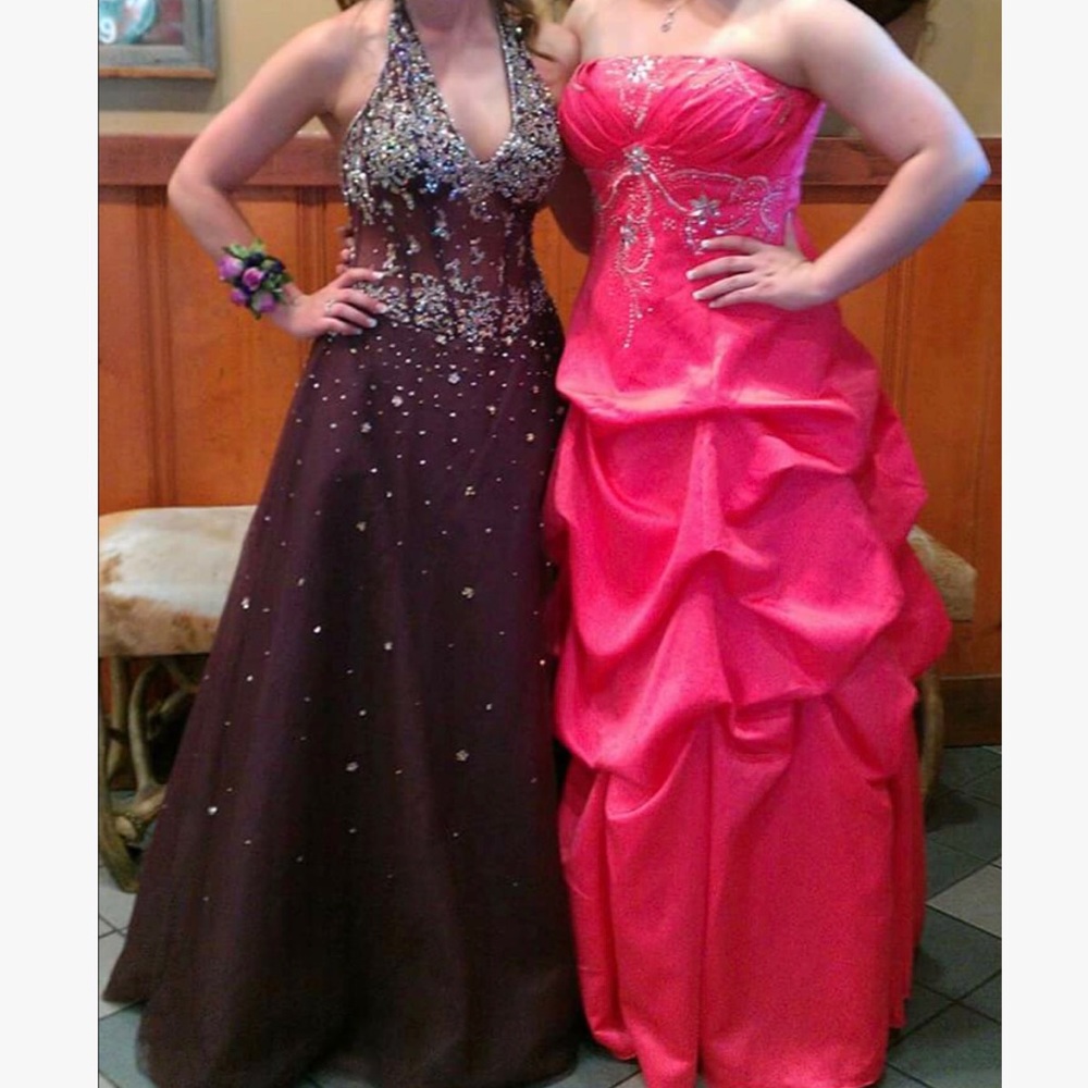 🌺 Beautiful Strapless Bright Coral Prom Dress 🌺