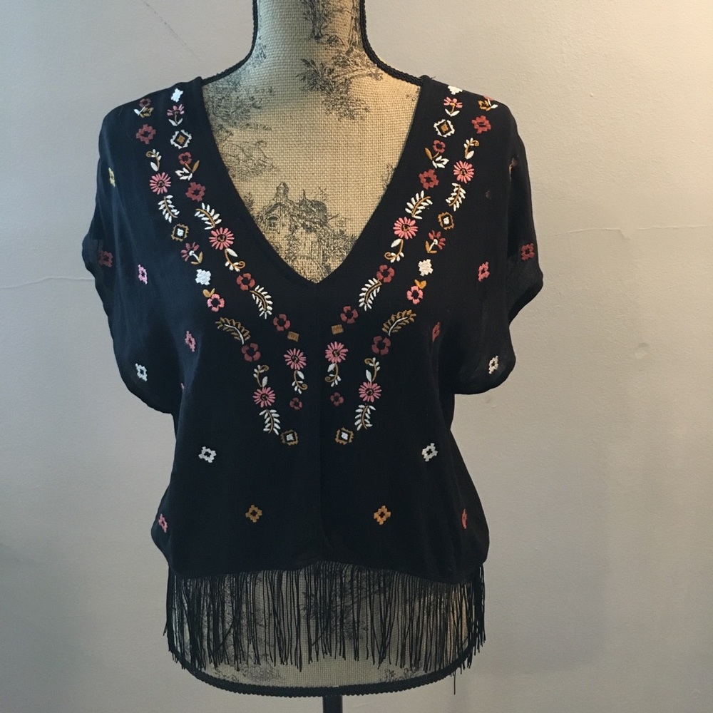 Boho top with fringe bottom