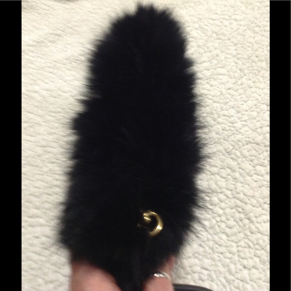 Coach Black Rabbit Fur Wristlet - Picture 5 of 5