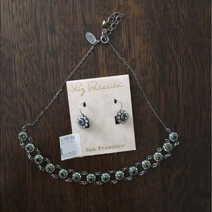 Liz Palacios Earrings & Necklace set in mint green