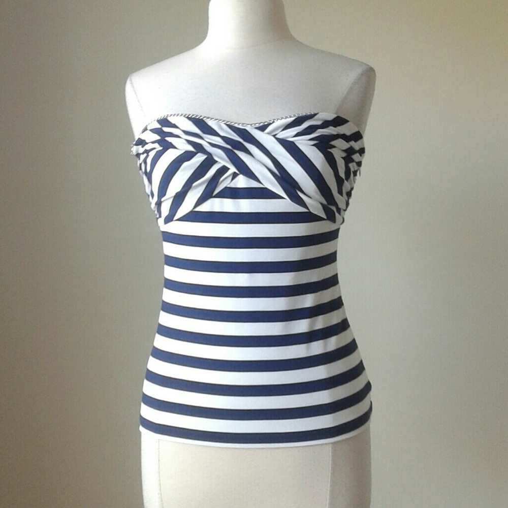 Blue striped nautical tube bustier chain top - Picture 2 of 5
