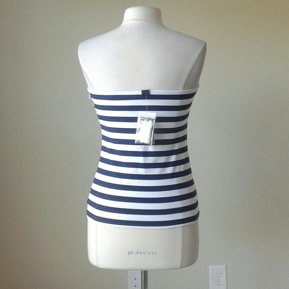 Blue striped nautical tube bustier chain top - Picture 3 of 5