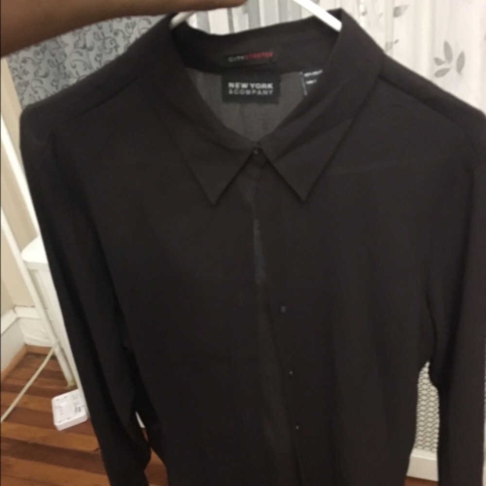 NWOT New York & Company Sheer Espresso Blouse
