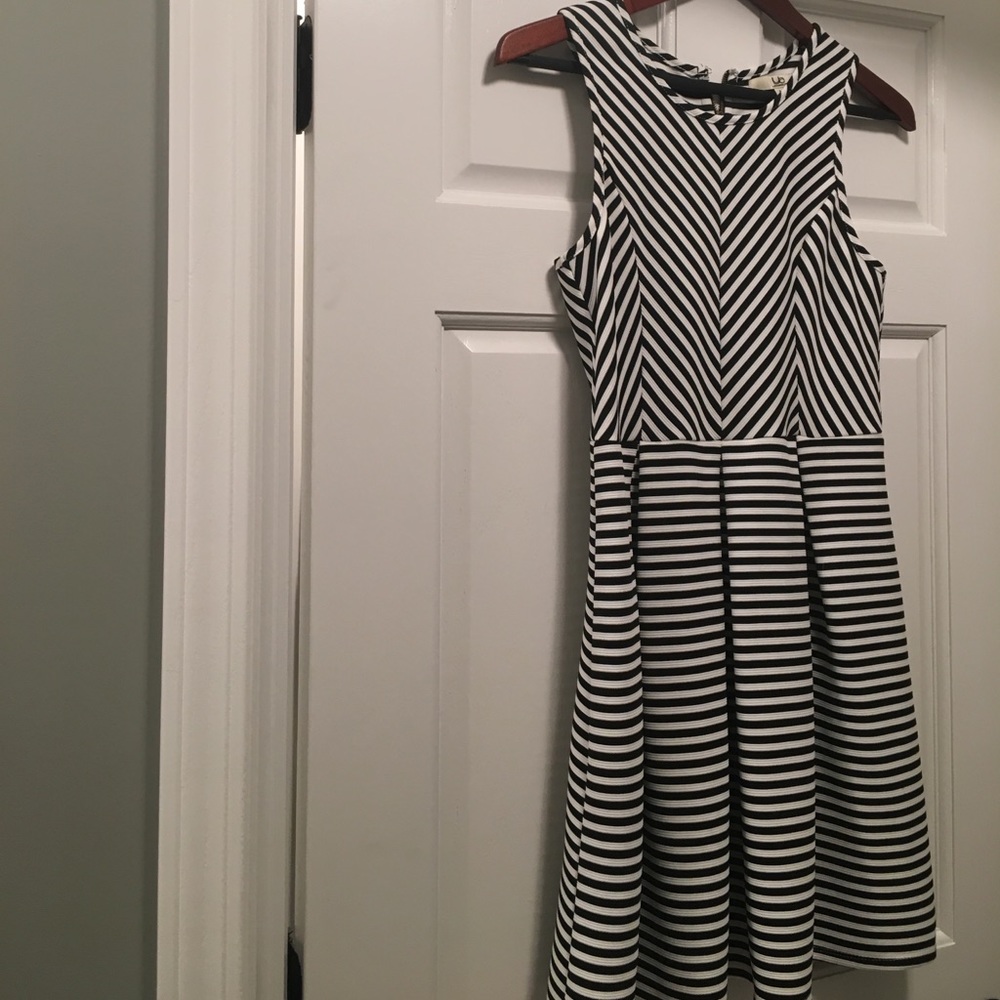 Black and white striped jersey dress