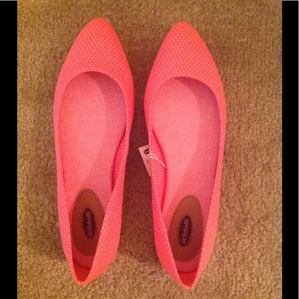 Dr Scholl's Really style coral dot flats NWT
