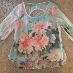 Love Culture Sheer Cut Out Flower Top